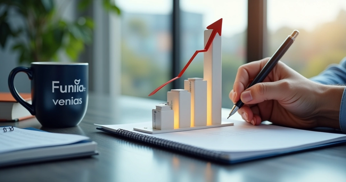 Gráfico de crescimento em agência de marketing digital 