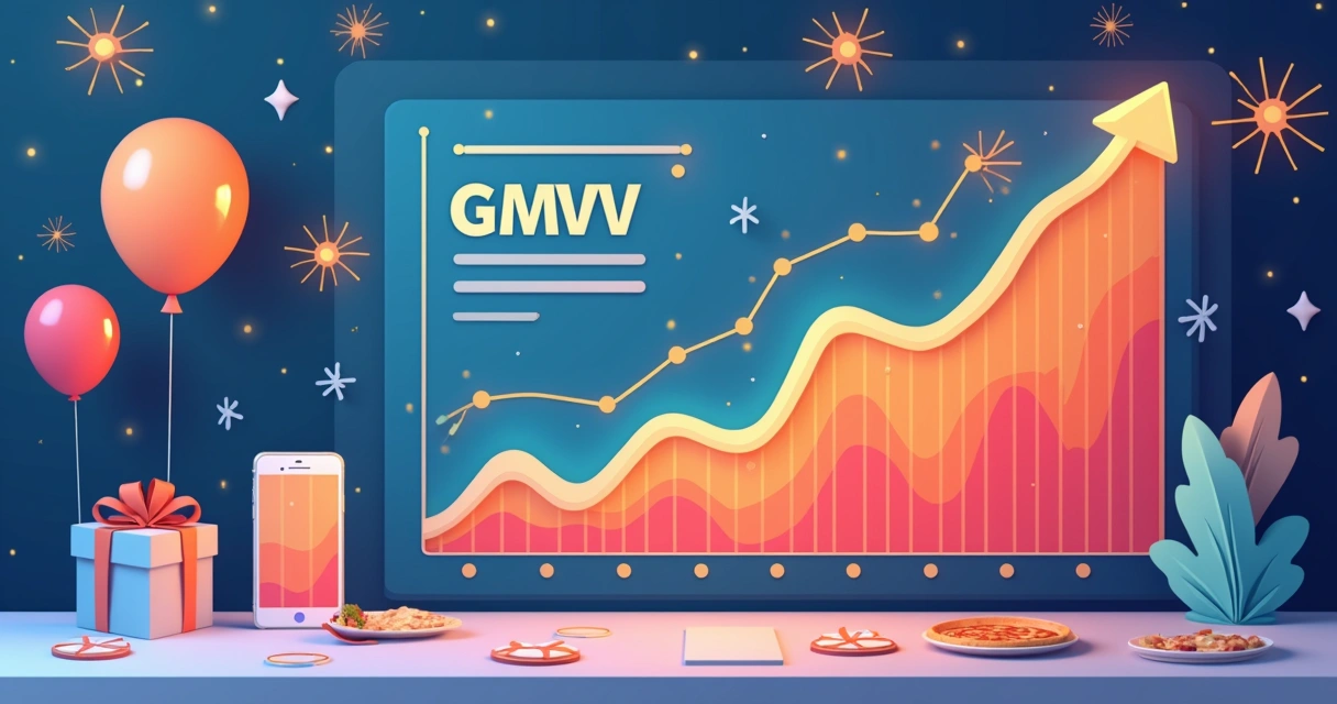 Gráfico de crescimento de GMV no delivery com destaque para sazonalidade 