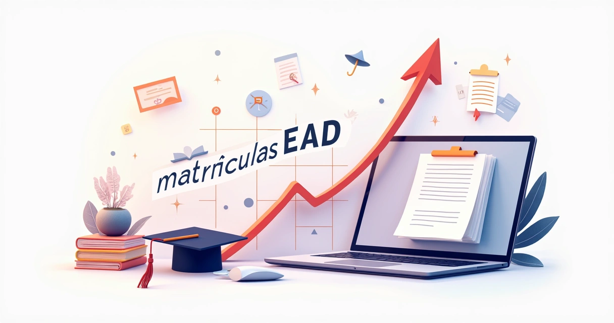 Gráfico representando o aumento das matrículas em cursos a distância no Brasil 