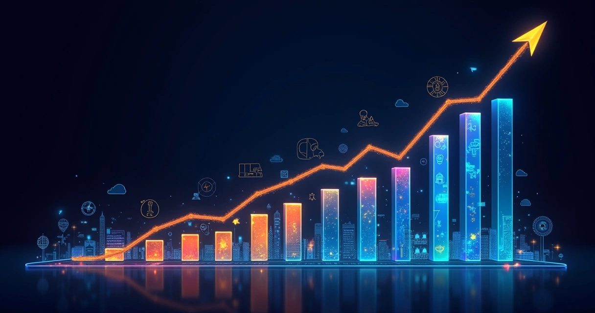Gráfico crescente mostrando investimentos em IA no marketing 