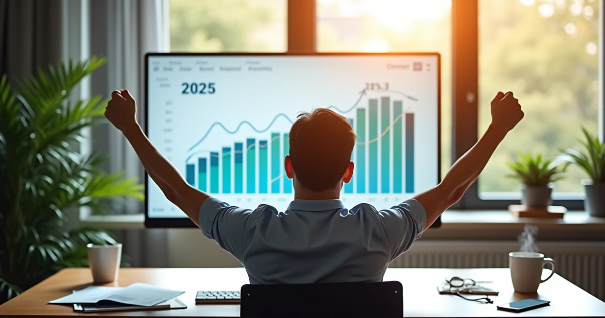 Gráfico de crescimento de negócio digital em 2025