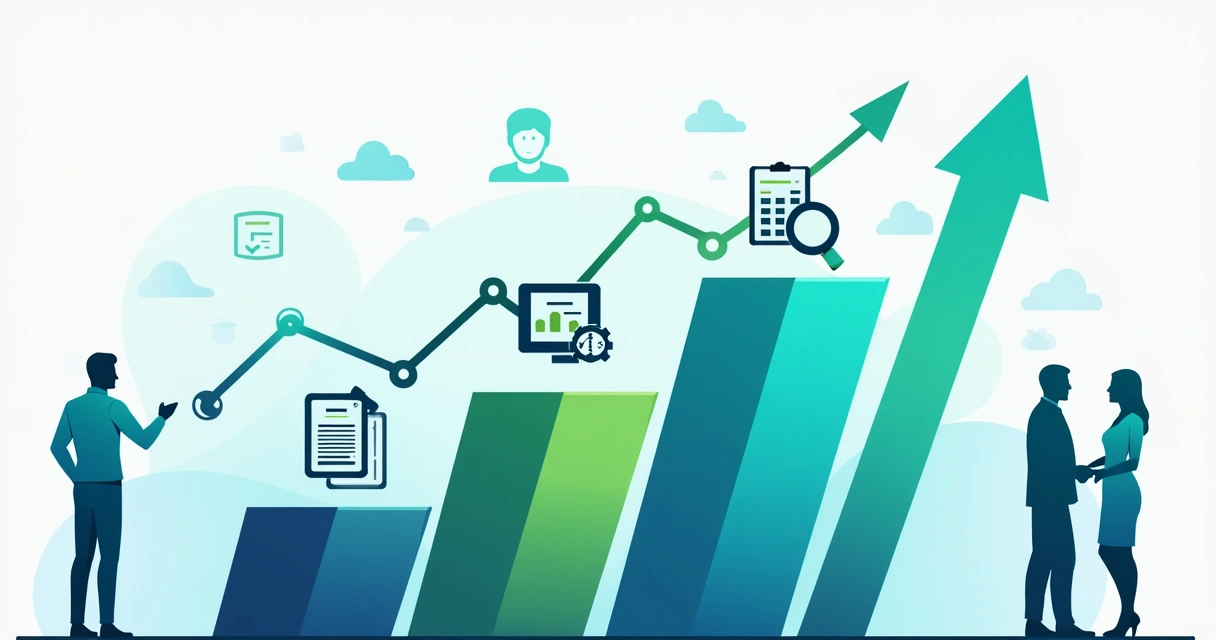 Gráfico de crescimento de negócios BPO e contabilidade 