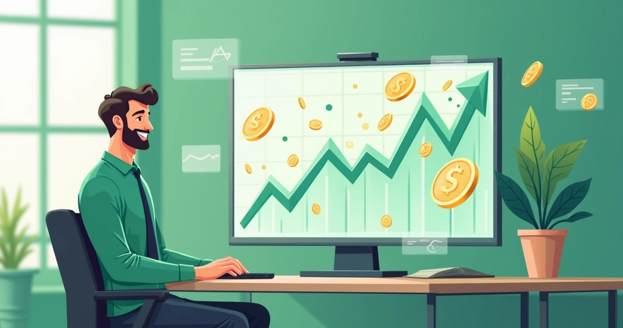 Empreendedor digital vendo gráfico de crescimento 