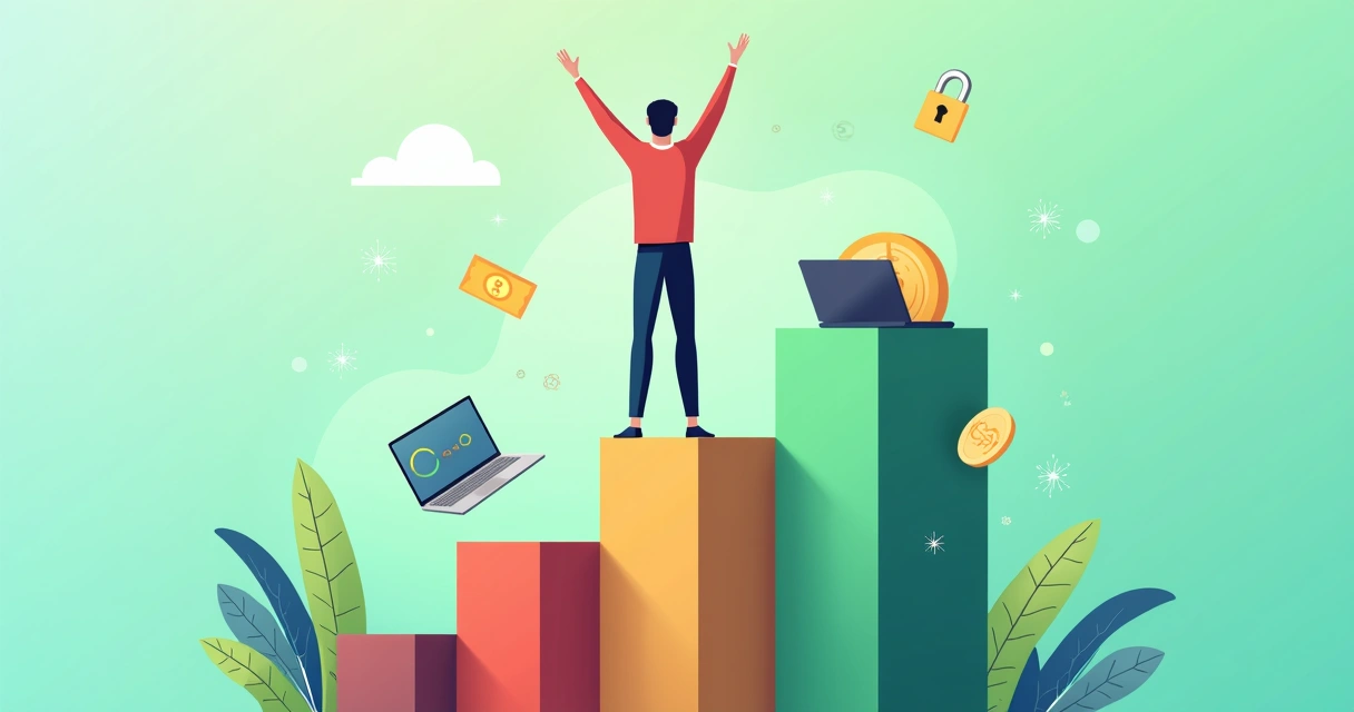 Empreendedor digital comemorando crescimento financeiro 