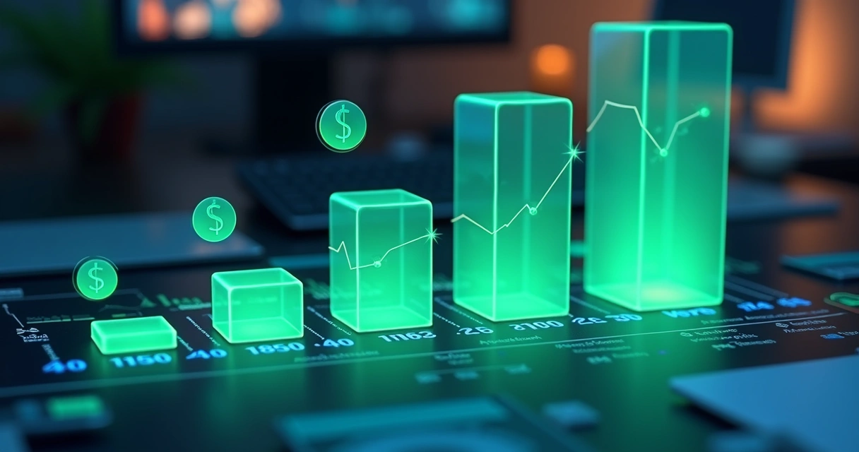 Gráfico mostrando crescimento mensal do orçamento em anúncios digitais