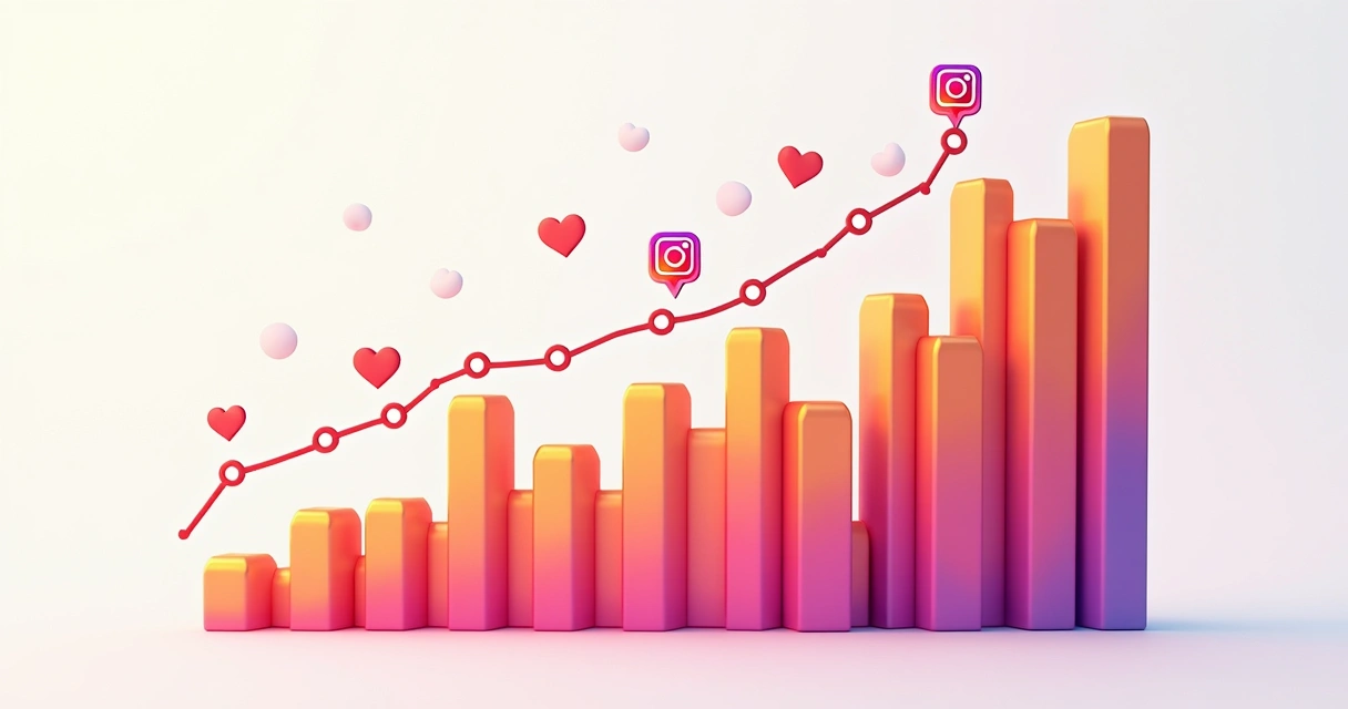 Gráfico mostrando crescimento orgânico de seguidores reais no Instagram. 
