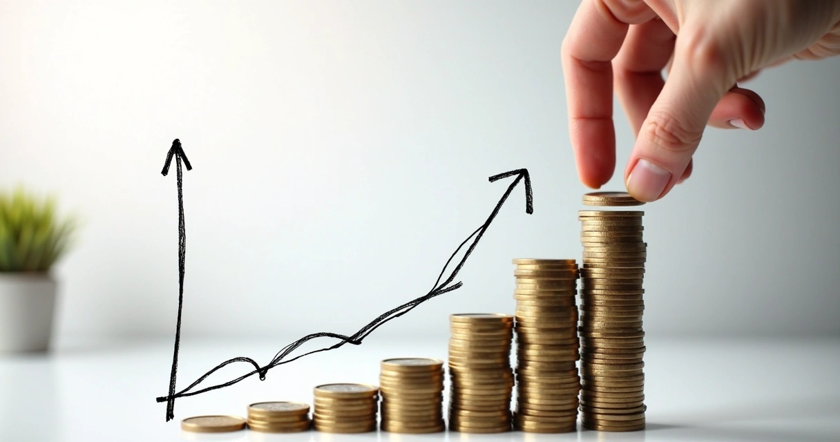 Gráfico mostrando crescimento de patrimônio com pequenas aplicações 