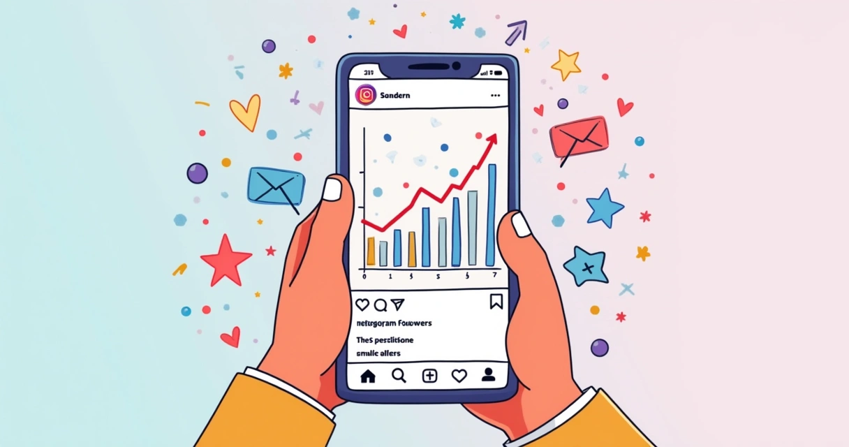 Gráfico de crescimento de seguidores em uma tela de celular