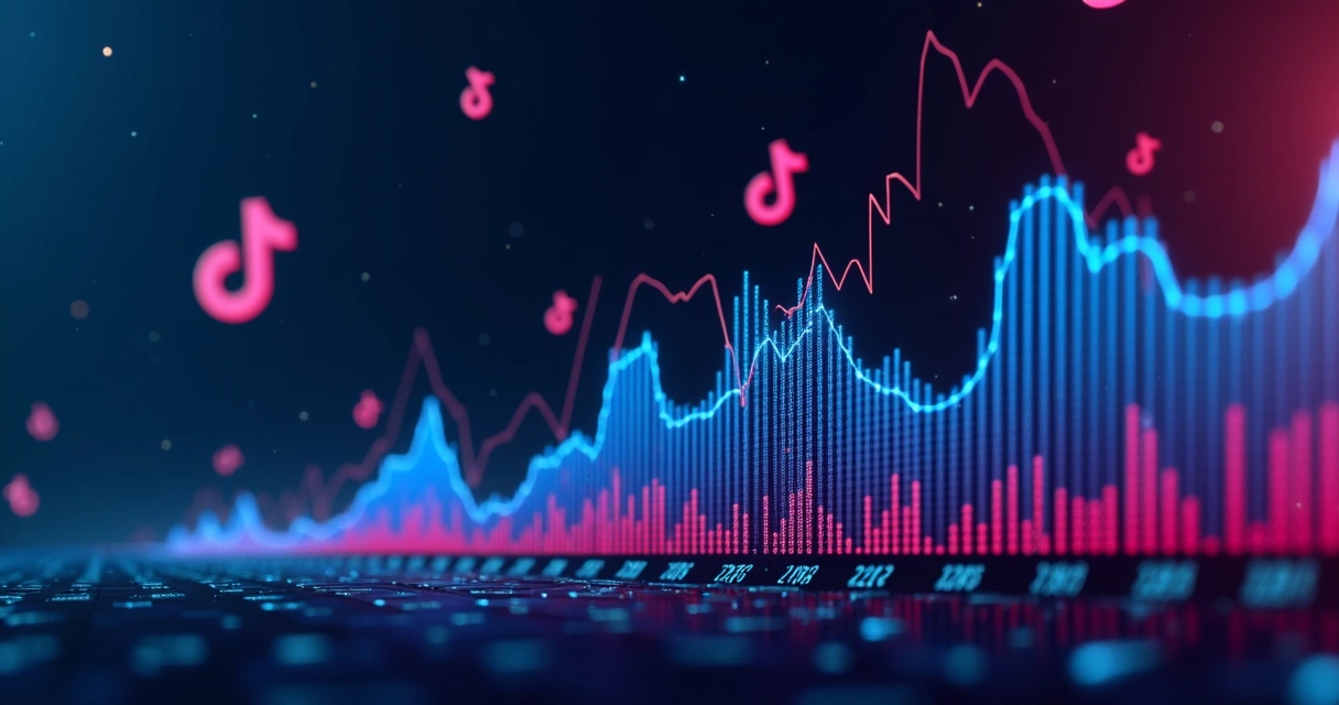 Gráfico colorido de crescimento de seguidores no TikTok 
