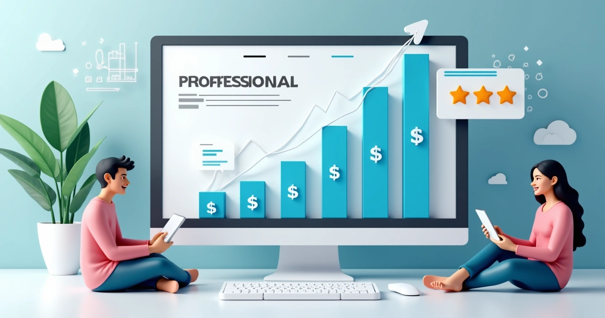 Gráfico de vendas aumentando em um site de loja de roupas