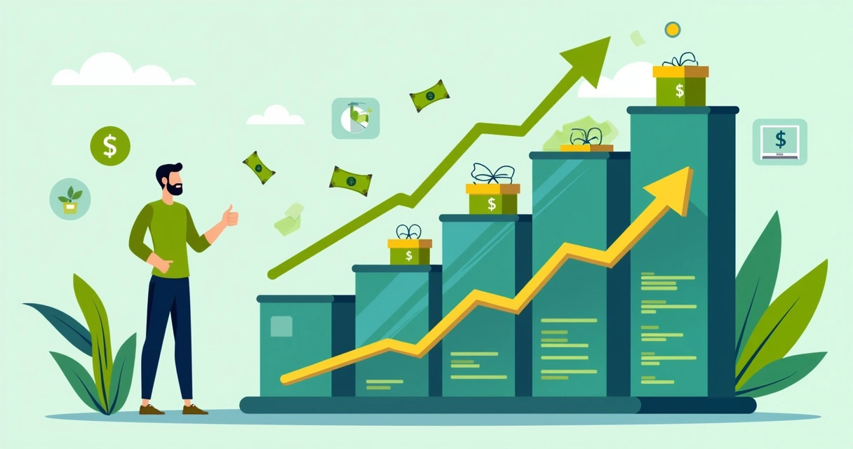 Gráfico de crescimento sustentável no dropshipping, caixa registradora digital. 