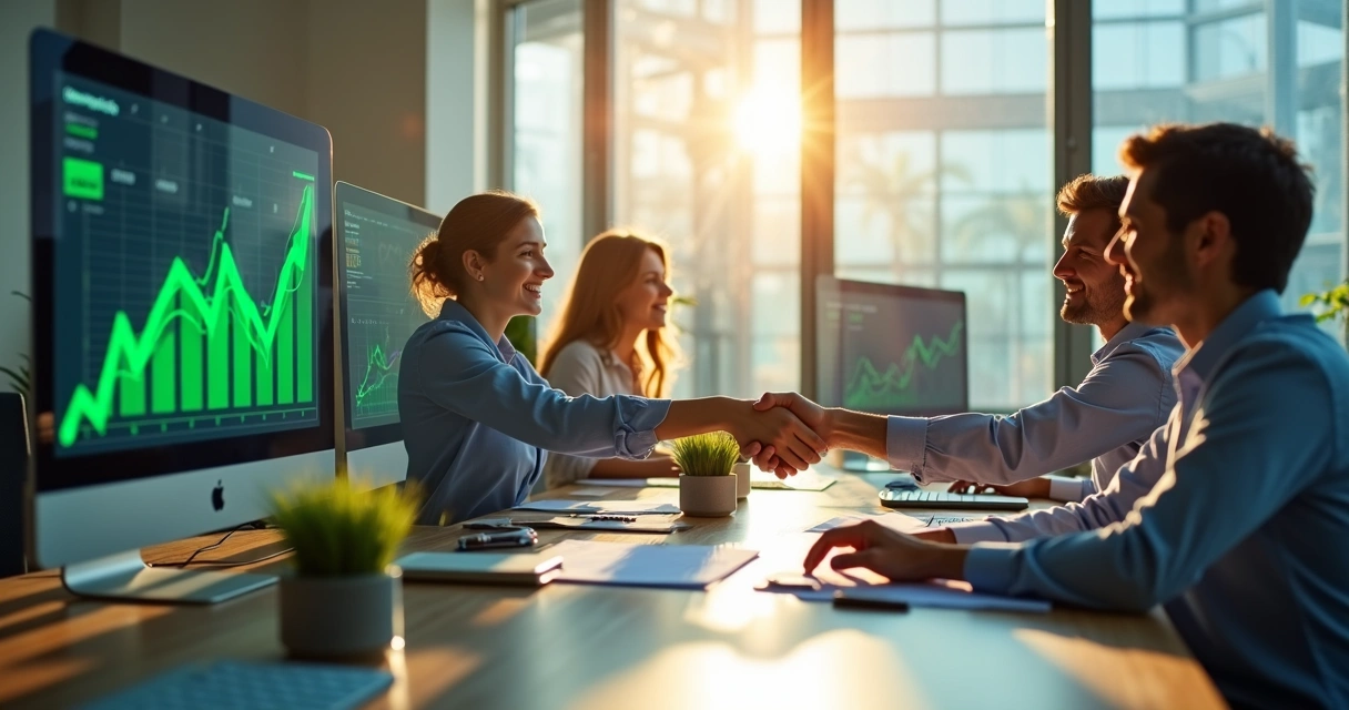 Empresa em crescimento com gráficos de sucesso financeiro 