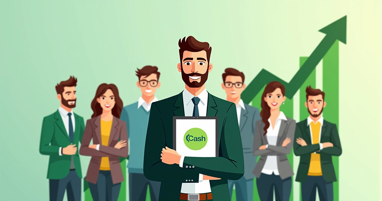 Empreendedor digital crescendo com apoio de equipe e gráficos positivos 