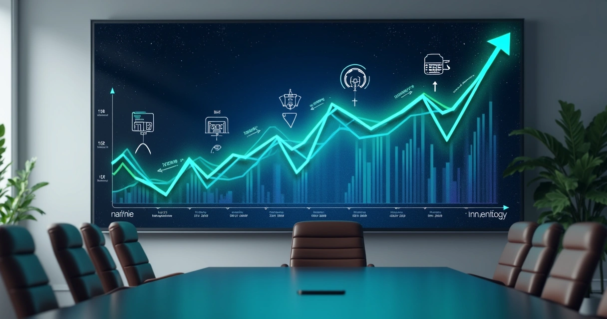 Painel mostrando crescimento da Totvs nas décadas 