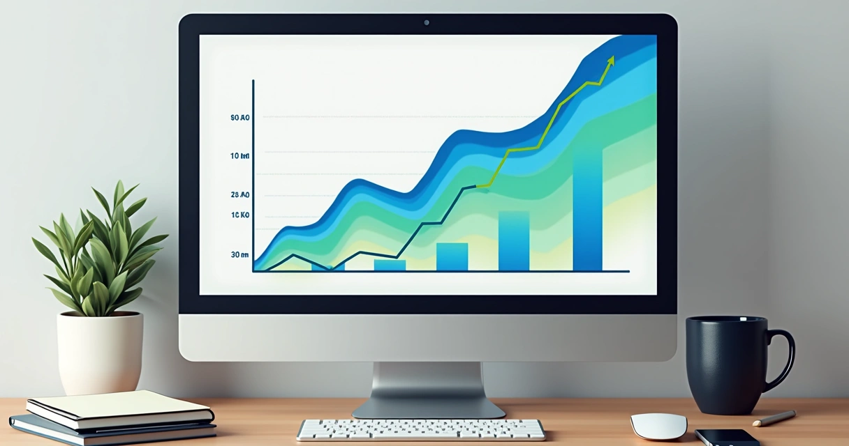 Gráfico mostrando crescimento de tráfego em um site ao longo do tempo 