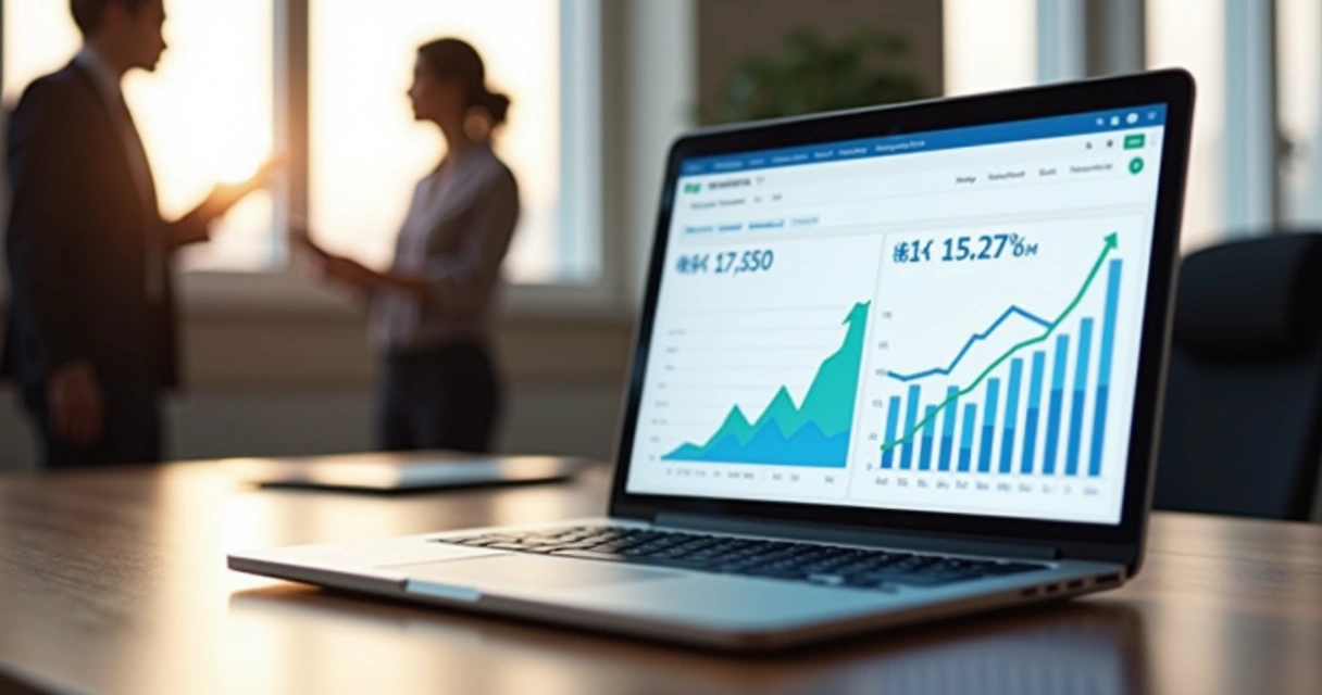 Gráfico de crescimento do tráfego de site em tela de notebook 