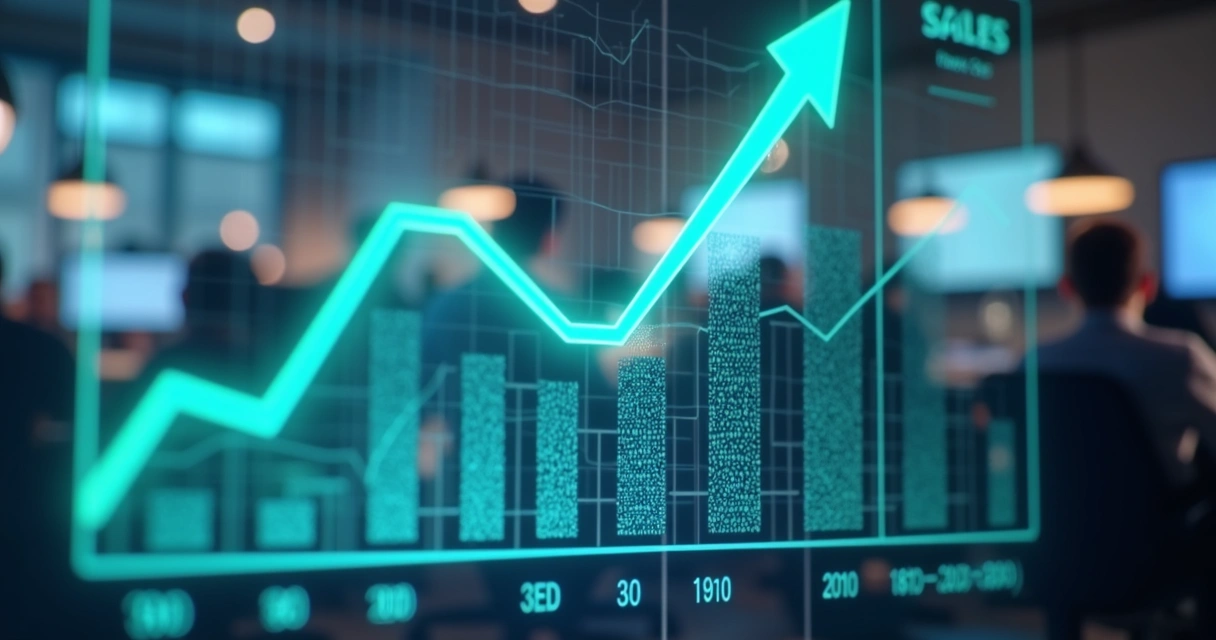 Gráfico digital mostrando aumento de vendas e leads por inbound marketing 