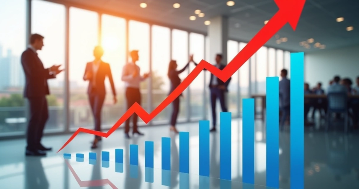 Gráfico mostrando crescimento nas vendas após implementar KPIs 