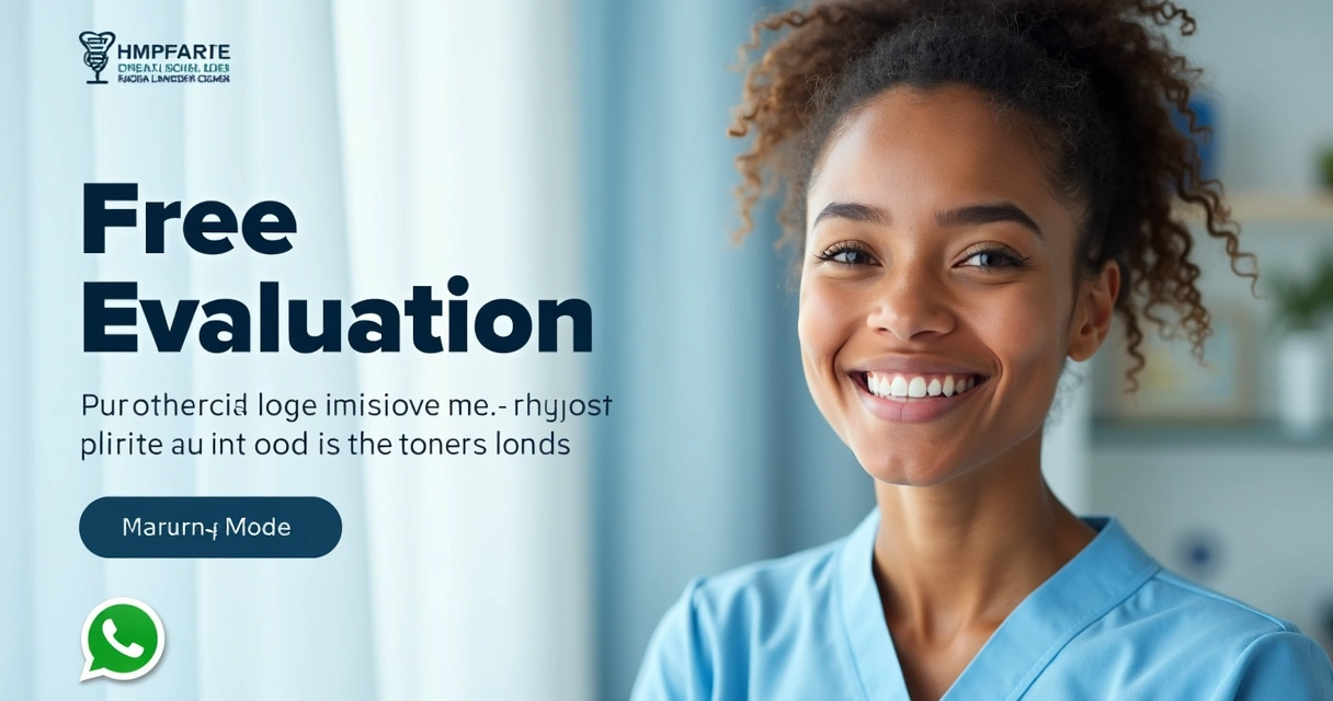 Anúncio de clínica odontológica com sorriso e mensagem de avaliação gratuita