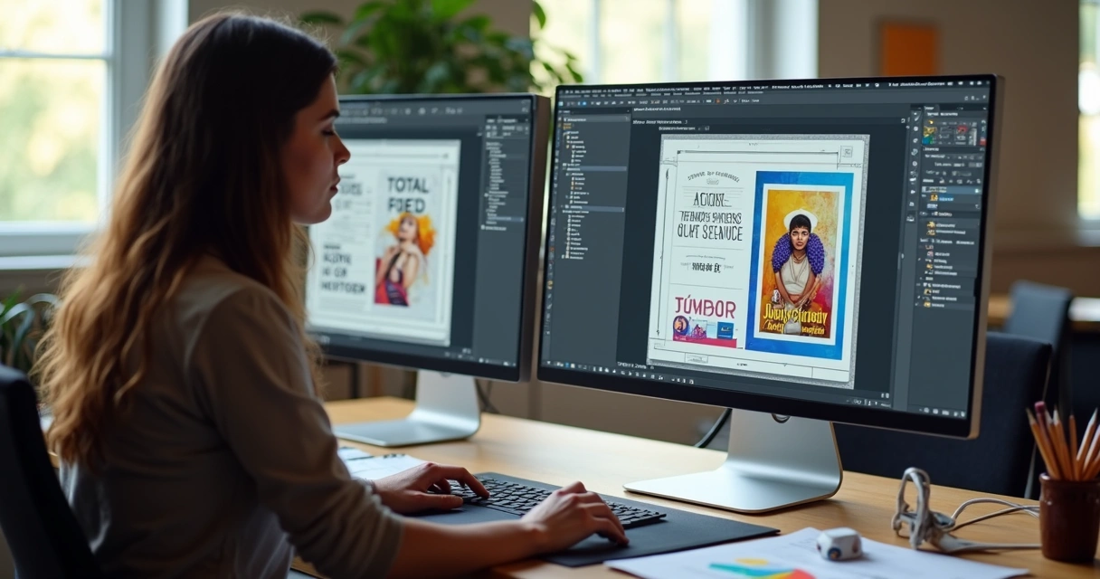 Designer criando arte gráfica para revenda na tela do computador 