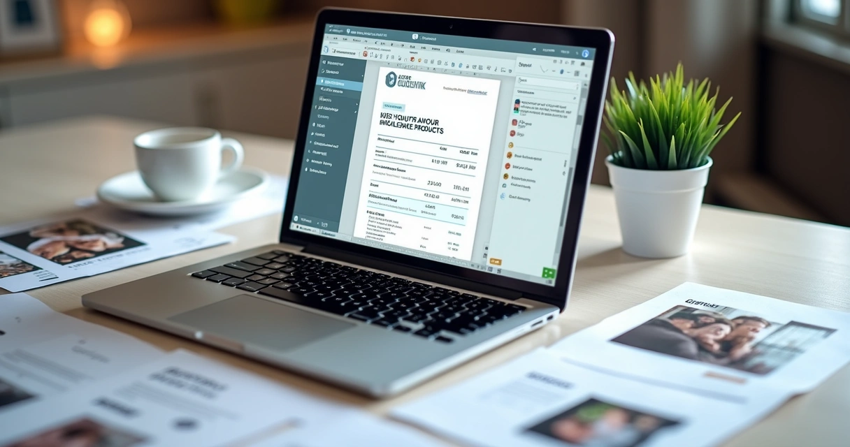 Edição de PDF de orçamento para distribuidor em tela de notebook 