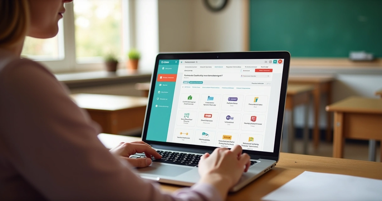 Tela de computador mostrando criação automática de avaliação escolar 