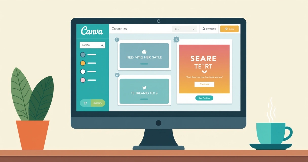 Tela do Canva na criação de um banner digital moderno