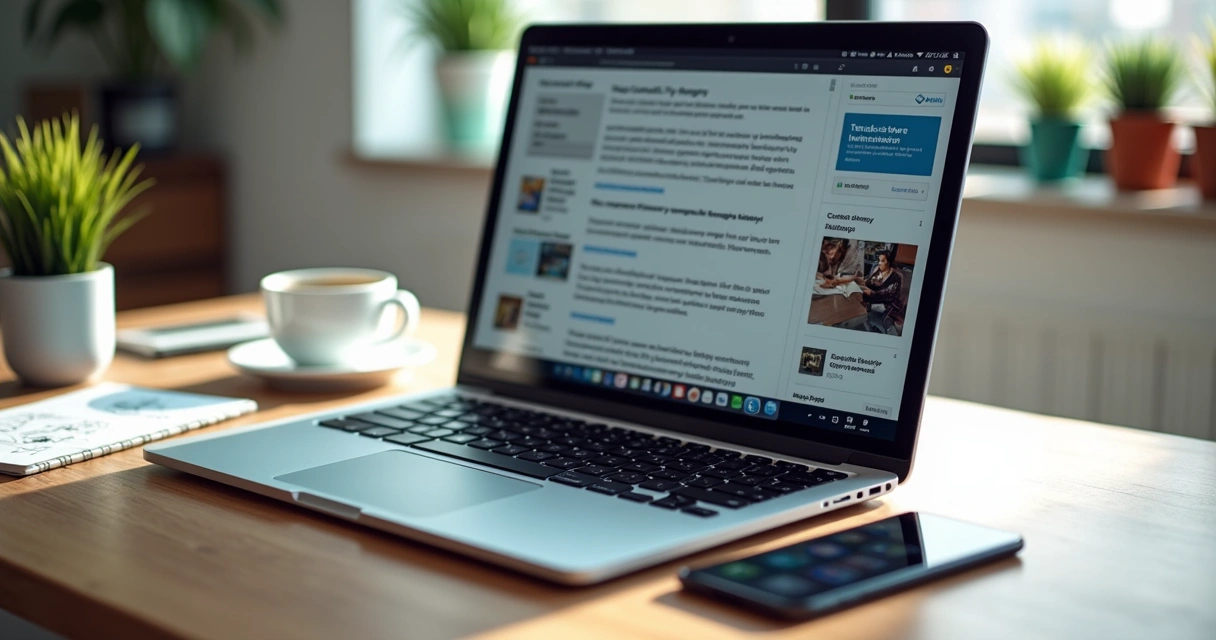 Blog pronto sendo criado em um laptop de forma automática 