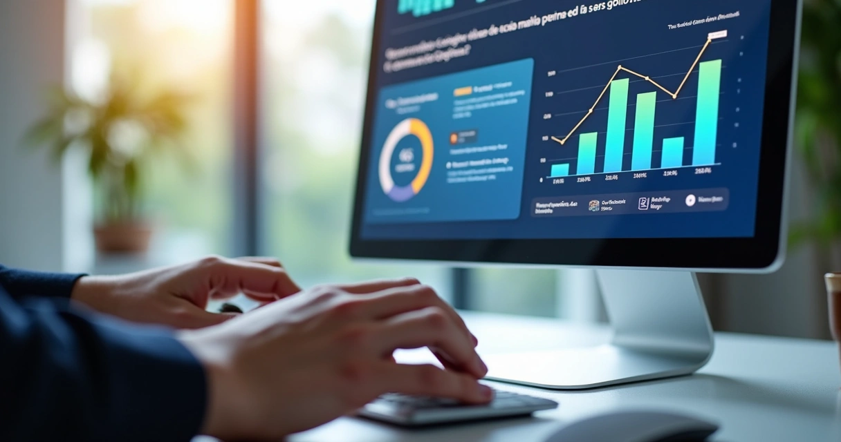 Interface criativa de criação de blog automático por IA com gráficos e textos 