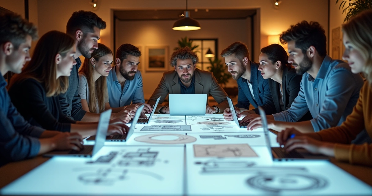 Equipe criando campanhas de tráfego pago juntos