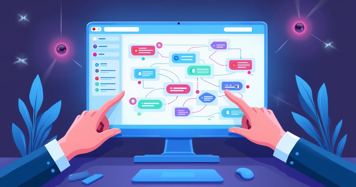 Fluxograma de chatbot criado no Landbot para atendimento automatizado 