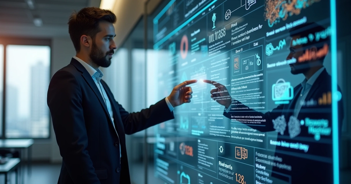 Profissional criando conteúdo digital com apoio de IA 