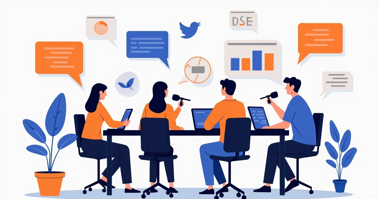 Equipe criando conteúdo digital para eleição.