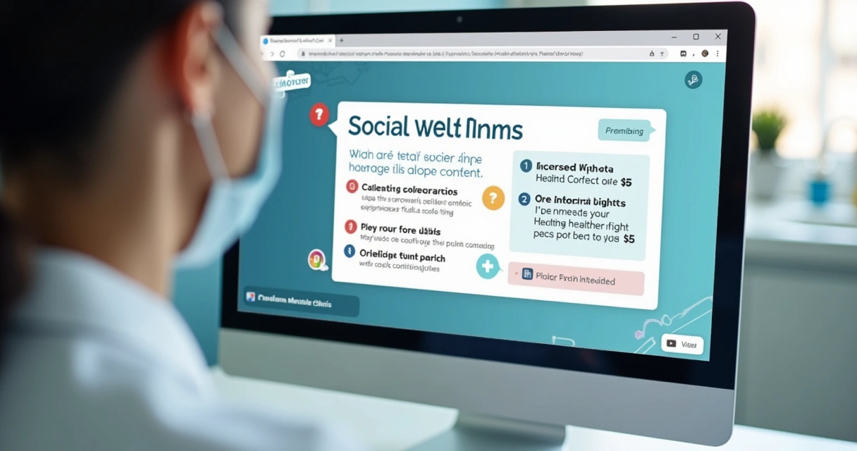 Tela de computador com sugestões de post de odontologia 