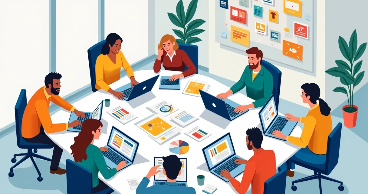 Pessoas em frente a computadores produzindo conteúdo digital 