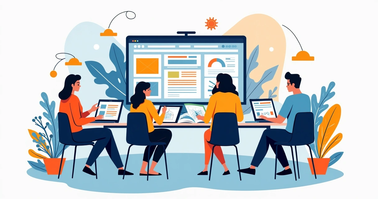 Equipe de marketing criando conteúdo digital juntos 