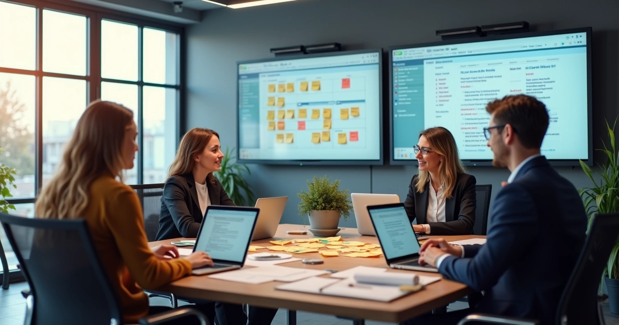 Equipe de marketing digital criando conteúdo no escritório 