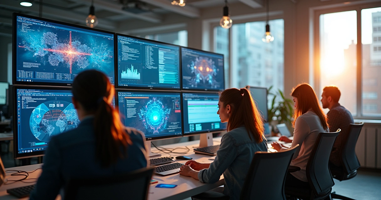 Criação ágil de conteúdo e imagens com IA em ambiente de agência de marketing. 