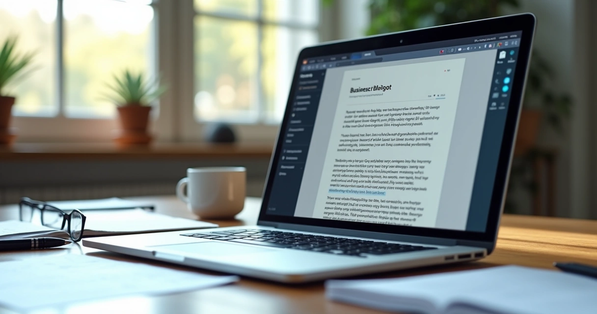 Plataforma de IA gerando conteúdo para blog empresarial