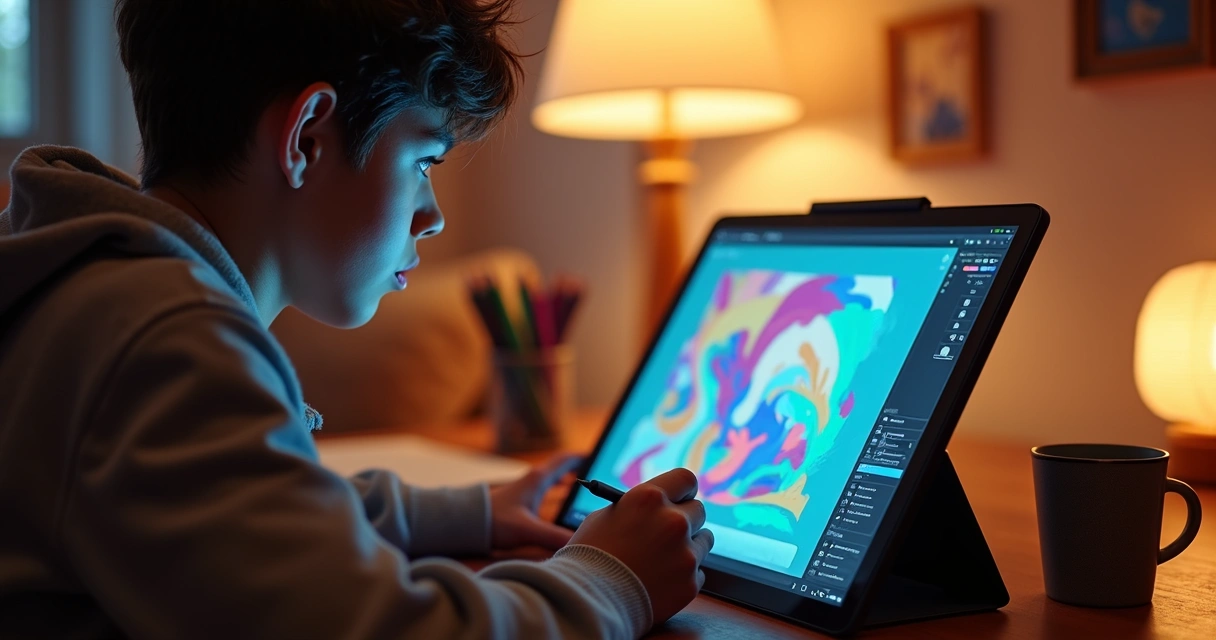 Profissional desenhando post digital em tablet 