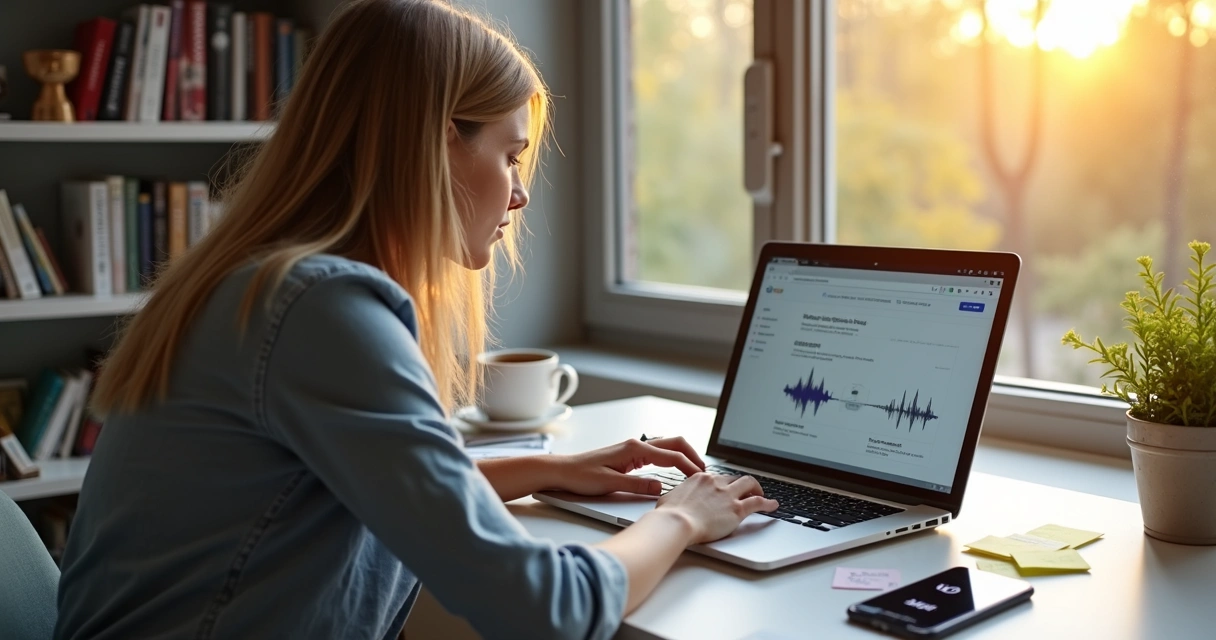 Profissional escrevendo conteúdo de SEO de voz no computador