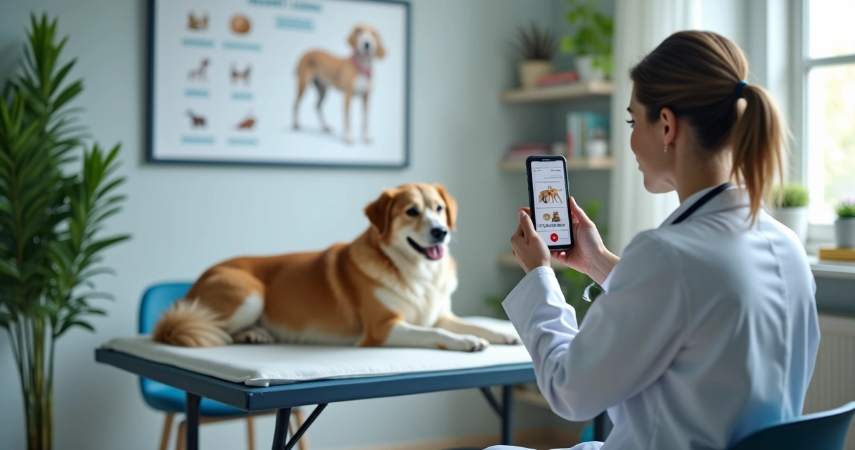 Veterinária filmando vídeo educativo sobre cuidados com o pet 