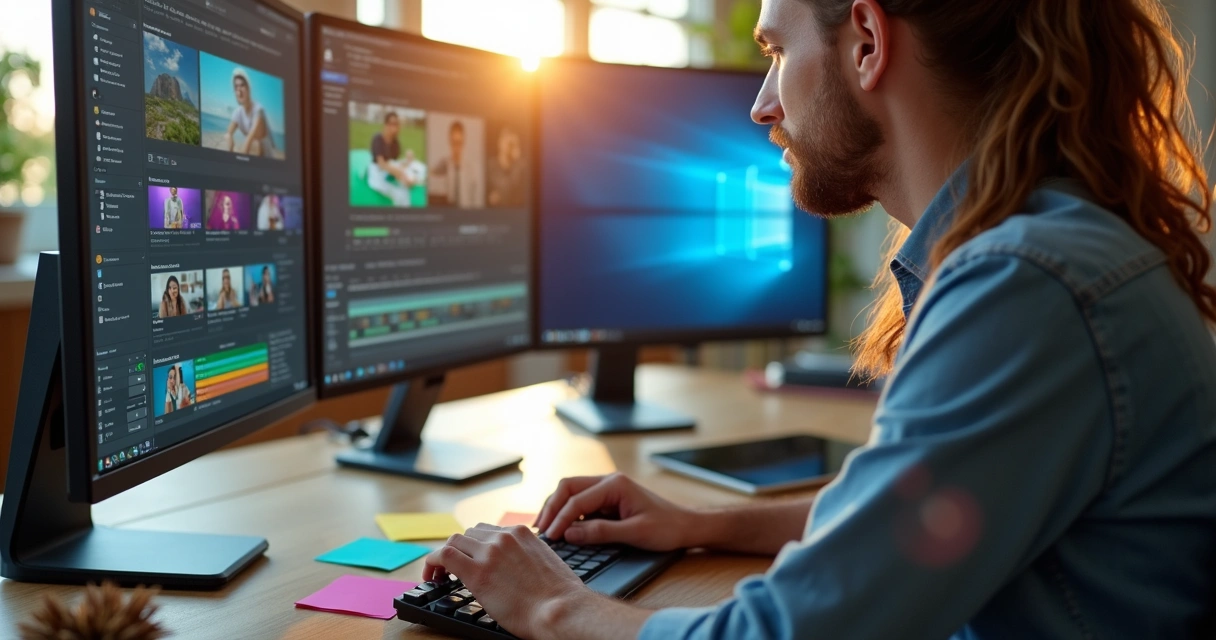 Pessoa criando conteúdo autoral no computador 