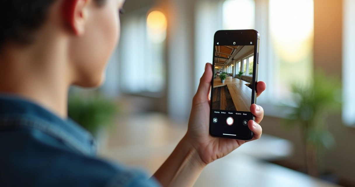 Pessoa segurando smartphone gravando um vídeo curto para redes sociais 