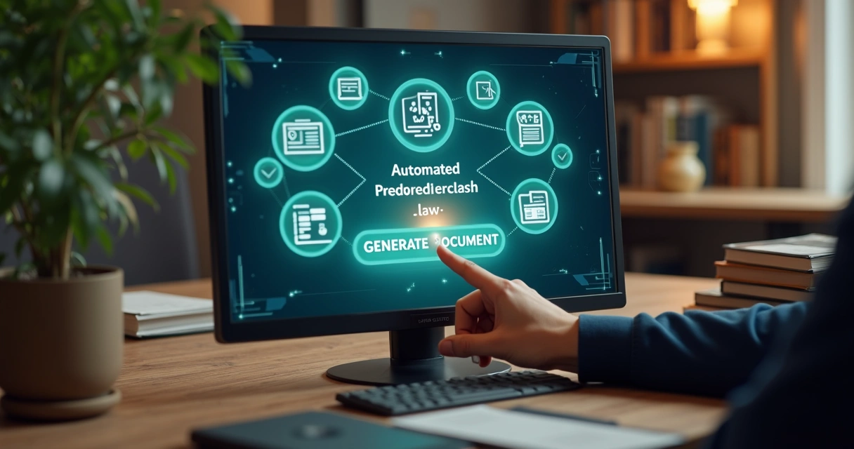 Geração automática de documentos jurídicos em tela de computador moderno 
