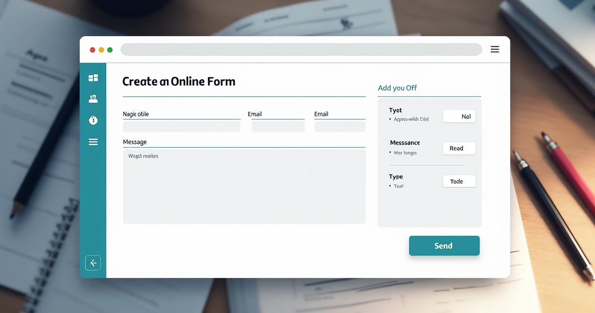Tela de criação de formulário no Wix, com campos de nome, e-mail e mensagem 