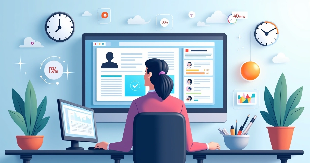 Desenvolvedor criando rapidamente uma landing page personalizada no computador com interface visual moderna 