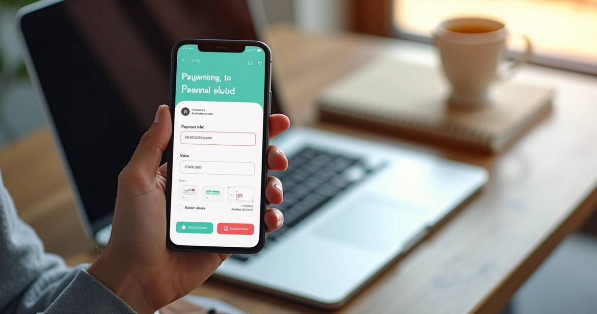 Pessoa usando smartphone para criar link de pagamento personalizado com opções no aplicativo financeiro digital 