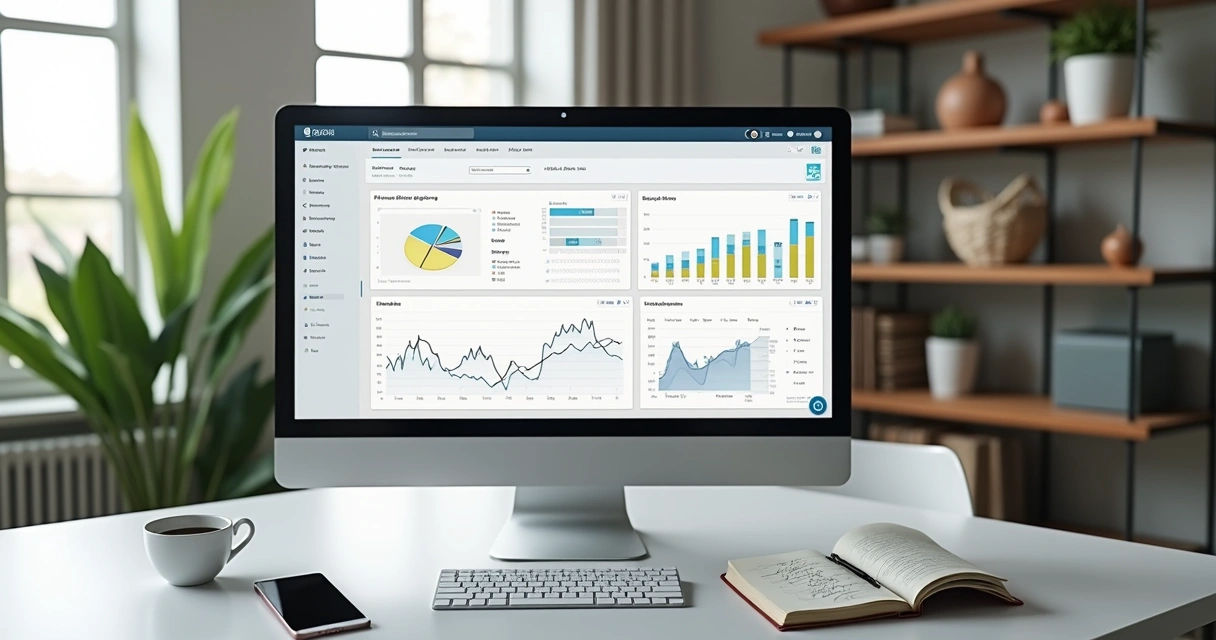 Tela de computador exibindo painel de criação e rastreamento de links de afiliados para ecommerce com gráficos e dados em tempo real 