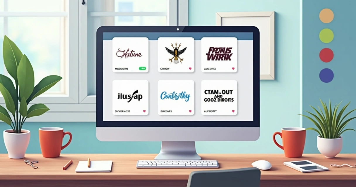 Tela mostrando propostas de logo geradas por IA para diferentes estilos de marca